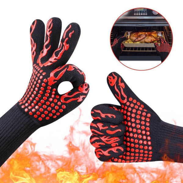 Silicone Heat Resistant Gloves BBQ Fireplace 1472 Degrees