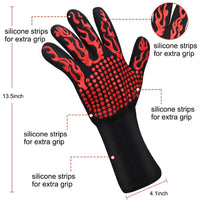 Silicone Heat Resistant Gloves BBQ Fireplace 1472 Degrees