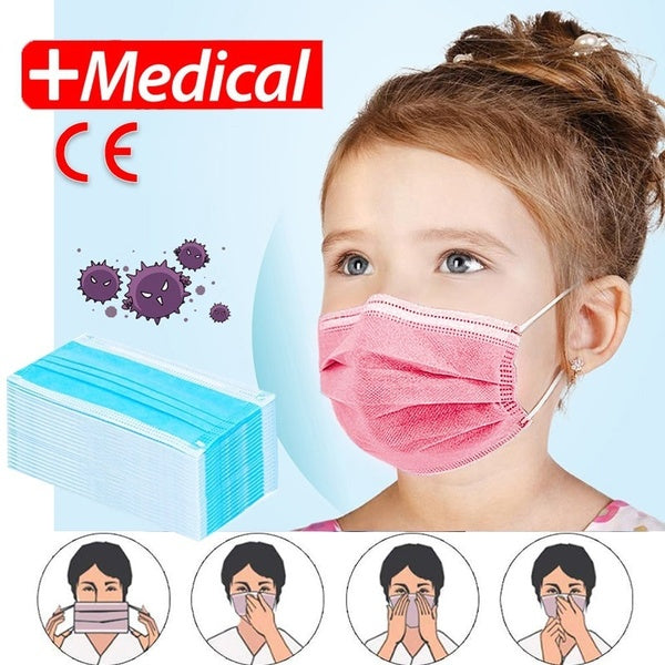 50 Pack Children's Disposable Medical Type Face Masks